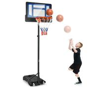 Panier de Basketball sur Pieds à Roulettes COSTWAY-Hauteur Réglable 90-210 CM-Poteau Panneau en PE-Rempli d'Eau,Sable-3 Ans+-Bleu