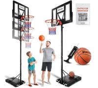 Panier de basketball - TECTAKE - Panier DIRK avec ballon, pompe et 2 filets sur roulettes - 230 à 305 cm de hauteur