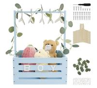 Panier de bébé, en bois, avec poignée, armoire de fête prénatale, pratique, pour fête prénatale, avec 10 cintres de poupée et 24 lettres, 40 x 30 x 55 cm, boîte de rangement pour bébé, garçons,