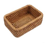 Panier de bureau carré en rotin tissé à la main pour ranger des articles divers, des ustensiles de cuisine et des essentiels de l'espace de vie (taille S)