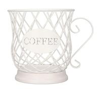 Panier de capsule de café à thé, porte-pod en fer Organisateur de grande capacité Capsule de café Panier de rangement pour la salle à manger de la cuisine (Blanc)