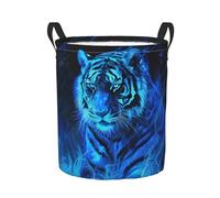 Panier De Chambre D'Enfant Blue Flame Tiger Laundry Basket Jouet Panier À Linge Rond Bac Linge Pour Buanderie Chambre D'Enfant La Salle De Bain 40X50Cm