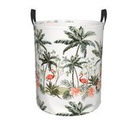 Panier De Chambre D'Enfant Flamingo Palm Trees Bac Linge Rond Laundry Basket Imperméable Panier À Linge Pour Dortoirs Buanderie Chambre D'Enfant 40X50Cm