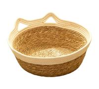 Panier de Chat, 15, 7x5, 5 Pouces Baskage de Chat avec poignée, quenane à Rayures et nid Sommeil en Coton pour l'été, Lits