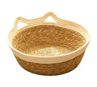 Panier de Chat, 15, 7x5, 5 Pouces Baskage de Chat avec poignée, quenane à Rayures et nid Sommeil en Coton pour l'été, Lits