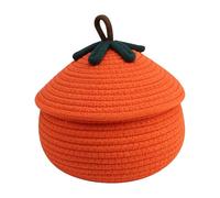 Panier De Citrouille Tissé Halloween avec Couvercle, Panier De Rangement De Citrouille, Seau De Bonbons À Citrouille Halloween Réutilisable, Panier De Bonbons À Citrouille Décoration Halloween