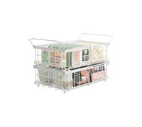 Panier de congélation - Étagère extensible empilable en métal avec poignées, boîtes de rangement pour cuisine, bacs métalliques, 29 à 45,5 cm de largeur
