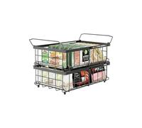 Panier de congélation - Étagère extensible empilable en métal avec poignées, boîtes de rangement pour cuisine, bacs métalliques, 29 à 45,5 cm de largeur
