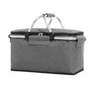 Panier de Courses,Panier Pliable Isotherme comme Panier de Pique-Nique,Glaciere Portable avec Poignees Rembourrees,Panier de Transport,pour Voyages,Pique-niques et Courses,18 litres,1 Piece (Gris)