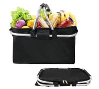 Panier de Courses Pliable avec Fonction de Refroidissement - sac Thermique pour Pique-nique avec Poignées, Panier de Pique-nique Vide de 19 Litres, Grand Panier de Courses pour Pique-niques et Courses