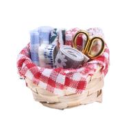 Panier de couture de poupées, trousse à outils de couture miniature - FAVORS FOURNIS LES ACCESSOIRES DE PAILLE DE MINÉE,Ensemble de tricotage de poupées, accessoires d'artisanat réalistes pour les fam