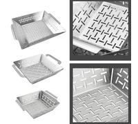 Panier de cuisson en acier inoxydable avec maille fine pour barbecue Weber pour cuire des légumes sans tomber à travers les grilles de gril Circulation efficace de la chaleur (grande taille)