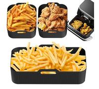 Panier de cuisson en silicone : revêtement de plateau résistant à la chaleur avec poignées | Tapis alimentaire antiadhésif | Plateau en silicone réutilisable pour four, friteuse à air, micro-ondes, C