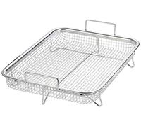 Panier de Cuisson pour Four en Acier Inoxydable - 32 x 23 cm - Avec Poignées - Pour Cuisson Faible en Gras - En Métal - Passe au Lave-Vaisselle