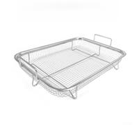 Panier de Cuisson Rotatif Acier Inoxydable pour Barbecue Extérieur et Camping - Grille à Légumes avec en pour bois Amovible pour Viandes et Poissons(Medium Basket Silvery)