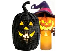 Panier de décoratif tressé pour Halloween avec bougie LED