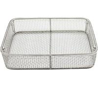 Panier De Désinfection Médical en Acier Inoxydable 304, Paniers Perforés en Maille Plateau D’Instruments Médicaux avec Poignée Rétractable pour Instruments Dentaires, 25 * 25 * 7cm