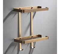Panier de douche d'angle en laiton antirouille avec porte-savon et shampoing - Étagère murale pour salle de bain - Support pour bouteilles d'assaisonnement de cuisine - Panier égouttoir et crochet -