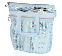 Panier de douche en maille 25.4x25.9 cm à séchage rapide avec fermeture éclair et 2 poches. Sac de douche portable, la plage, pour la crème solaire ou dans le cadre de l'université Essentials (bleu)