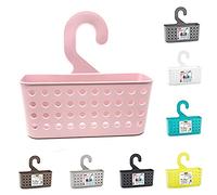 Panier de douche en plastique à suspendre | Support mural pour salle de bain et toilette | Panier de douche en plastique durable (rose)