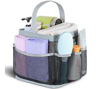 Panier de douche portable en maille pour dortoir universitaire, panier de douche portable avec 8 poches de grande capacité, sac de douche pour plage, natation, salle de sport, gris