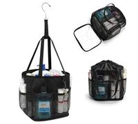 Panier de douche portable en maille pour dortoir universitaire, sac de douche avec crochet et cordon de serrage, trousse de toilette de voyage à séchage rapide avec 6 poches pour salle de bain, gym,