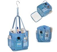 Panier de douche portable en maille pour dortoir universitaire, sac fourre-tout de douche avec crochet de suspension et cordon de serrage, trousse de toilette à séchage rapide avec 6 poches pour salle