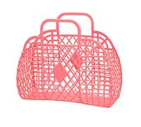 Panier De Douche Portable, Poubelle De Rangement Creuse, Sac Fourre-Tout avec Poignée, Sac Pliable Portable pour Le Shopping à la Plage(Rouge)