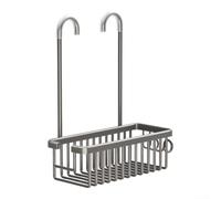 Panier de douche suspendu sans perçage pour rangement d'angle | Pas de perçage nécessaire, coussinets de protection en caoutchouc, installation murale, s'adapte à la plupart des barres de