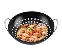 Panier de Drainage pour Barbecue Rond en Fer Noir, Double Poignée