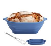 Panier de Fermentation pour Pain en Silicone + Mini Fouet en Acier Inoxydable 13,5 cm - Panier Pliable Oval pour Pain, Accessoires de Cuisson Réutilisables, Idéal pour Boulangeries Maison