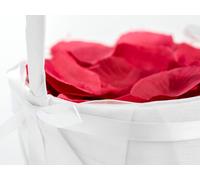 Panier de fille de fleur avec anse mariage tissu de satin 15x26cm blanc