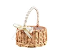 Panier de Fille de Fleur en Osier Avec Poignée - Boho Rustique Rotin pour Mariages - Noeud Décoratif pour Mariage
