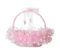 ＡＷＨＡＯ Panier de Fille pour Mariage, 22 Cm X 22 Cm Paniers de Fleurs Nœud Papillon de Mariage sur Le Thème, Rose