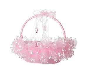 ＡＷＨＡＯ Panier de Fille pour Mariage, 22 Cm X 22 Cm Paniers de Fleurs Nœud Papillon de Mariage sur Le Thème, Rose