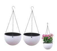 Panier De Fleurs à Suspendre, 2 Pièces Jardinières Suspendues, Blanc M | Pots De Fleurs Suspendus, avec Trous De Drainage Et Bouchons, pour Intérieur Extérieur Plafonds Balcons Décoration Murale