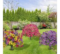 Panier de fleurs artificielles violettes pour jardin et décoration de porte d'entrée de mariage en plastique et soie (D)