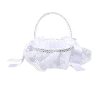 Panier de Fleurs Blanches de Mariage, Panier Blanc Mariage De Fleurs En Dentelle Avec Strass Pour Première Communion Banquet pour Cérémonie de Décoration de Fête