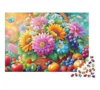 Panier de Fleurs et de Fruits mélangés Puzzle De 1000 Pièces thématique fruitière Jouet Éducatif pour Enfants De 12 Ans Et Plus Et Adultes 52x38cm/1000pcs