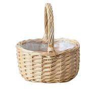 Panier de fleurs : osier en osier en osier avec poignée, récipient de rangement rétro pour mariage, décoration florale, panier de plantes, panier de filles de fleurs, ac