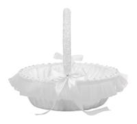 Panier de fleurs | Panier de demoiselle d'honneur pour mariages, mariage avec nœud en dentelle et strass, 13, 8x11, 8, mariage blanc avec poignée