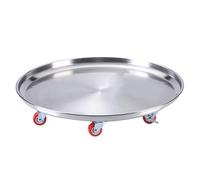 Panier de fleurs robuste en acier inoxydable avec roues verrouillables - Chariot rond d'extérieur de 136 kg pour un déplacement facile des pots de fleurs - Chariot à base roulante.