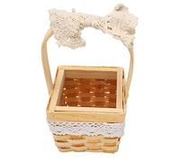 Panier de fleurs tissé à la main avec couche de plastique | Panier en rotin avec poignée, décoration d'arc à faire soi-même, pour mariage, maison, bureau, stockage de magasin de fruits