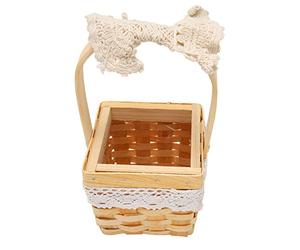Panier de fleurs tissé à la main avec couche de plastique | Panier en rotin avec poignée, décoration d'arc à faire soi-même, pour mariage, maison, bureau, stockage de magasin de fruits