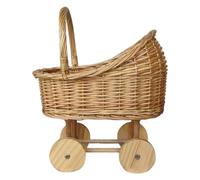 Panier de fleurs tissé à poussette en osier avec roues et manipulation de panier tissé décoratif pour les mariages, douches pour bébés, filles fleuries