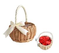 Panier De Fleurs Tissé En Osier, Panier En Osier Avec Anse, Paniers De Fille De De Mariage, pour Mariage, Décoration, Fruits (Grand : 19 Cm x 15 Cm)