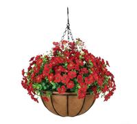 Panier de fleurs violettes artificielles avec herbe en plastique et mousse, destiné à la décoration intérieure et de jardin pour améliorer l'ambiance des mariages et réunions sociales (bleu)