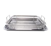 Panier de Friteuse à Air pour Four, Bac à LéGumes et PoêLe en Acier Inoxydable, Friture à Air de Luxe dans Votre Four, Ensemble de 2 PièCes, pour Le Gril