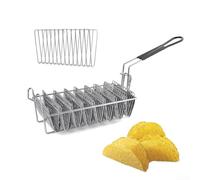 Panier de friteuse à tacos en acier inoxydable à 8 grilles en forme de V, poignée antidérapante, coque rigide pour moule pour cuisine, outil argenté facile à nettoyer