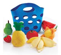 Hape Panier Fruits Jouet en Feutrine - Jeu d'Imitation Enfant dès 18 Mois - Accessoires Dinette - Panier, Ananas, Banane, Fraise, Pastèque, Pomme, Poire & Orange - Accessoire Cuisine Enfant